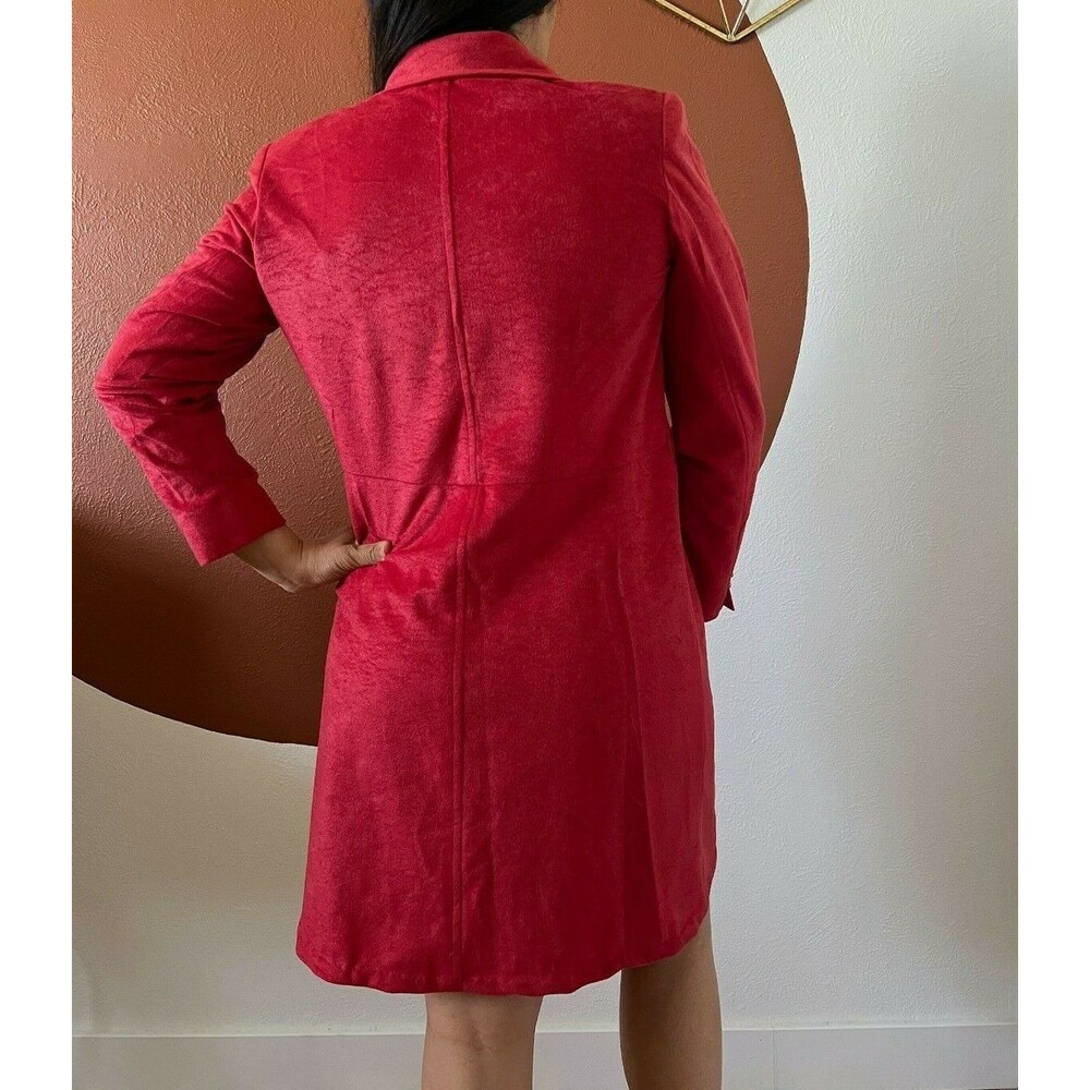 vtg 60s red coat dress long sleeve double breasted pockets mini wedding guest 8 - Picture 4 of 11